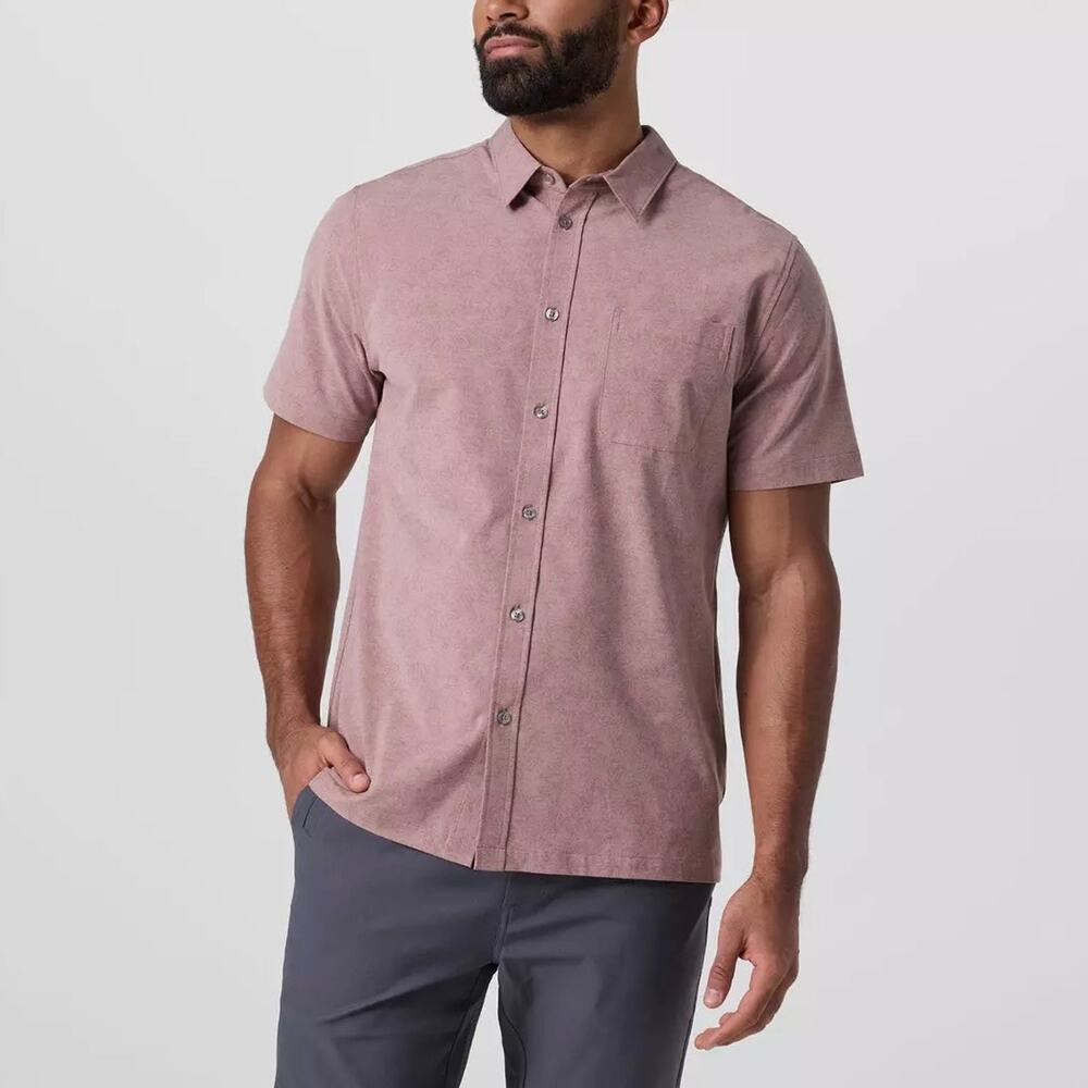 VUORI Short Sleeve Bridge Button Down Zion Rose Water Lily Shirt S NEW Floral